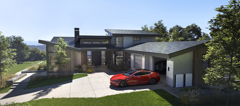 eco friendly house - tesla solar roof